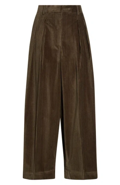 Altuzarra Dash Pleated Barrel Leg Crop Pants In Brown