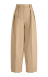 Altuzarra Dash Pleated Cotton Tapered Pants In Khaki