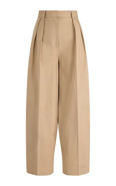 Altuzarra Dash Pleated Cotton Tapered Pants In Khaki