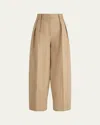 Altuzarra Dash Pleated Cotton-twill Barrel-leg Pants In Neutral