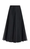 Altuzarra Dex Pleated Silk Midi Skirt In Black