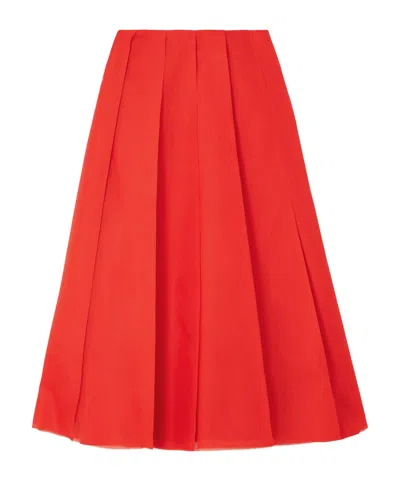 Altuzarra Dex Pleated Silk-organza Midi Skirt In Red