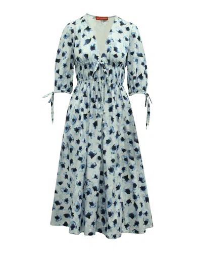 Altuzarra Donrine Floral Print Midi Dress In Blue Cotton