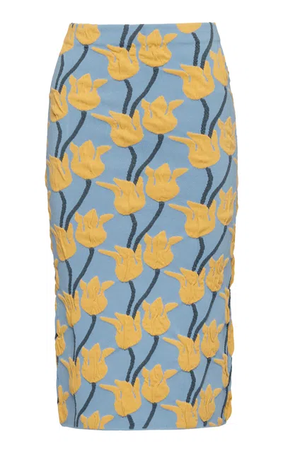 Altuzarra Doreen Cotton-blend Knit Midi Skirt In Blue