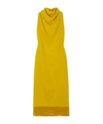 Altuzarra Noor Draped Silk-satin Midi Dress In Yellow
