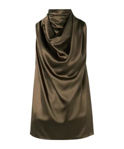 Altuzarra Sleary Draped Silk-satin Top In Brown