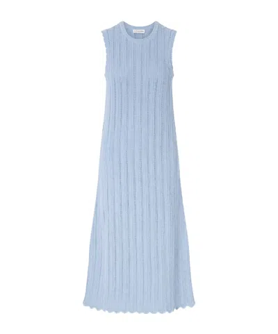 Altuzarra Sissi Scalloped Open-knit Organic Cotton Dress In Blue
