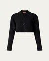 Altuzarra Drew Ribbed Wool Cashmere Cropped Cardigan Sweater In Black