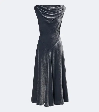 Altuzarra Drina Draped Velvet Maxi Dress In Blue