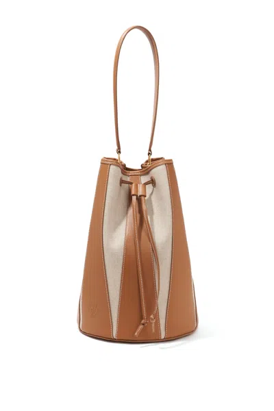 Altuzarra Drum Large Canvas & Leather Bucket Bag In Natural/canyon