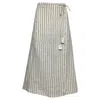 Altuzarra Echo Striped Linen Midi Wrap Skirt In Ivory Linen In White