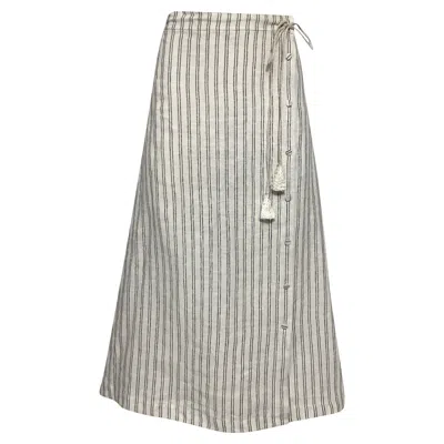 Altuzarra Echo Striped Linen Midi Wrap Skirt In Ivory Linen In White