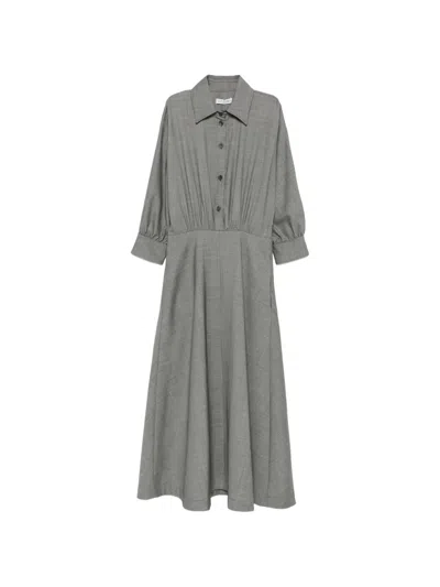 Altuzarra Eleanor Pleated Midi Shirt Dress In Gray