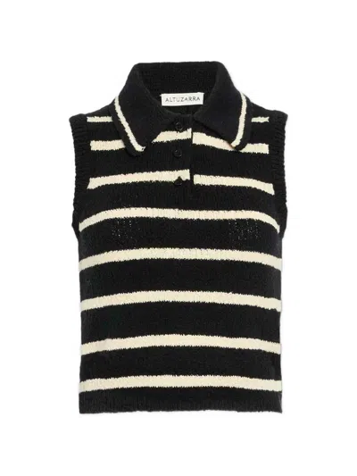 Altuzarra Elmer Striped Knit Sleeveless Polo Top In Multi