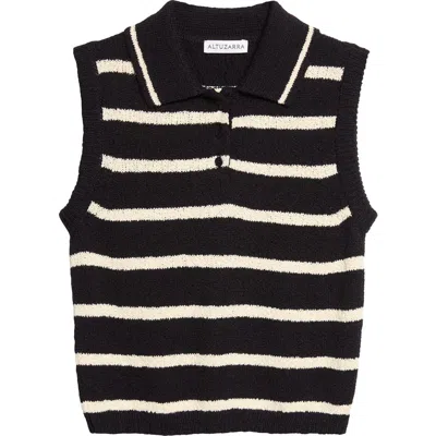 Altuzarra Elmer Stripe Polo Sweater Vest In Black