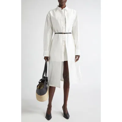 Altuzarra Elvie Long Sleeve Layered Belted Silk Shirtdress In Ivory