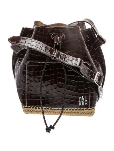 Pre-owned Altuzarra Embossed Leather Bucket Bag Small In Burgundy