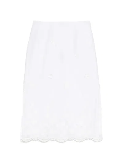 Altuzarra Malik Embroidered Cotton Midi Skirt In White