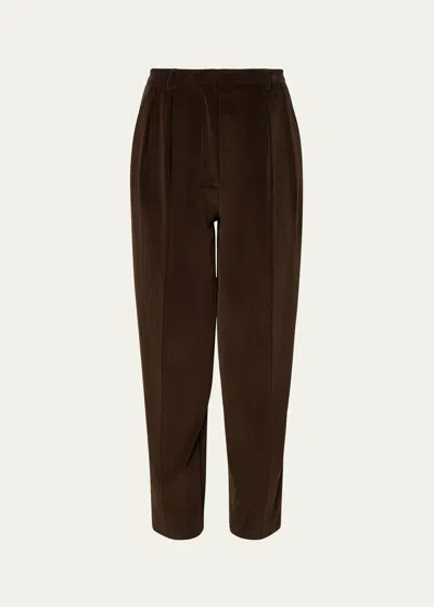 Altuzarra Emmett Corduroy Double-pleated Tapered Pants In Walnut