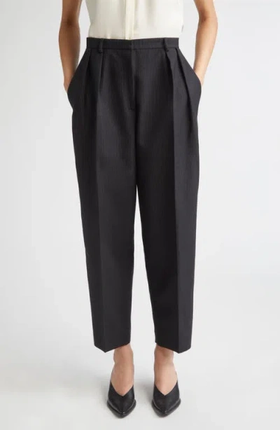 Altuzarra Emmett Pinstripe Pleated Virgin Wool Tapered Leg Pants In Black