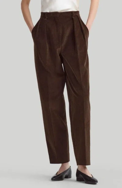 Altuzarra Emmett Pleated Corduroy Tapered Leg Pants In Walnut