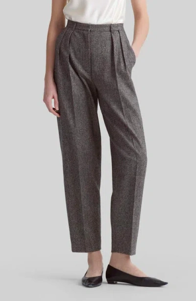 Altuzarra Emmett Pleated Wool Tweed Tapered Leg Pants In 328001 Black Tweed