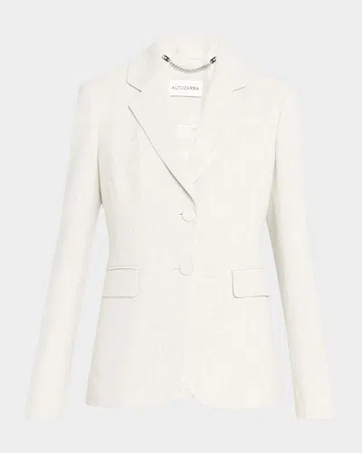 Altuzarra Fenice Slim Linen-cotton Blazer In Mortar Melange