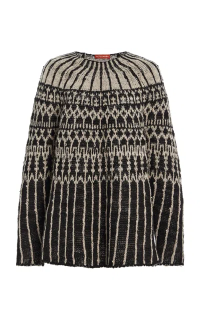 Altuzarra Flick Intarsia-knit Flax Sweater In Black,white