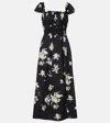 Altuzarra Lily Floral Smocked Midi Dress In Black