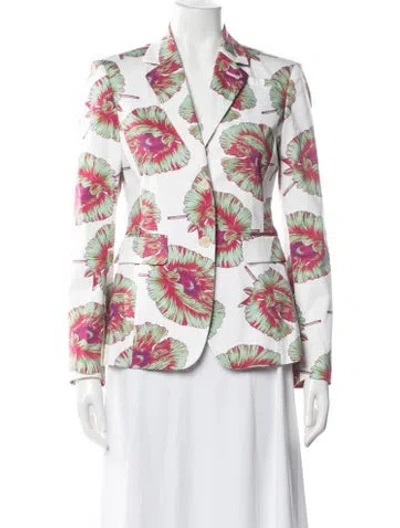 Pre-owned Altuzarra Floral Print Blazer In White