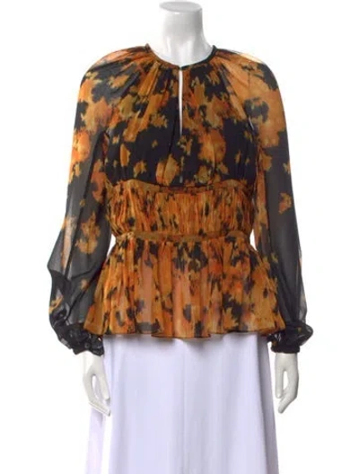 Pre-owned Altuzarra Floral Print Crew Neck Blouse In Black