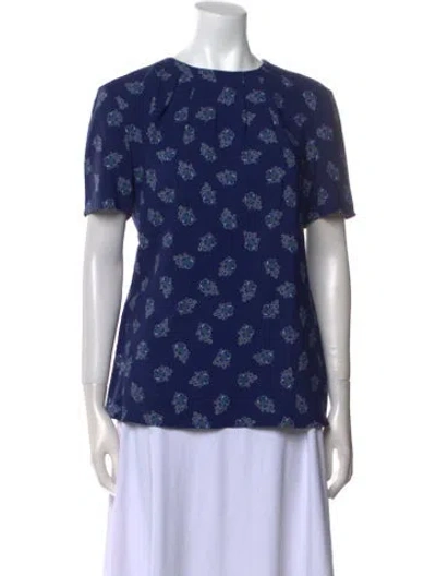 Pre-owned Altuzarra Floral Print Crew Neck Blouse In Blue