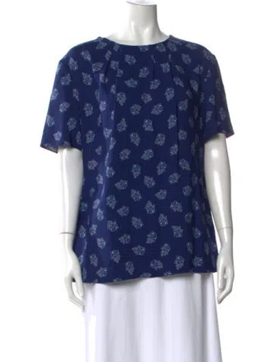 Pre-owned Altuzarra Floral Print Crew Neck Blouse In Blue