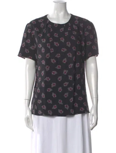Pre-owned Altuzarra Floral Print Crew Neck Blouse In Gray