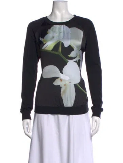 Pre-owned Altuzarra Floral Print Crew Neck Sweatshirt In Black