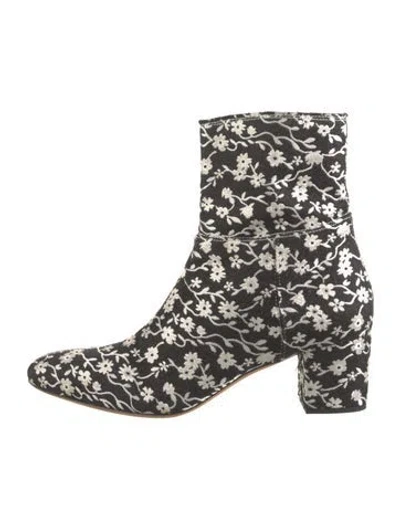 Pre-owned Altuzarra Floral Print Embroidered Accent Boots In Black