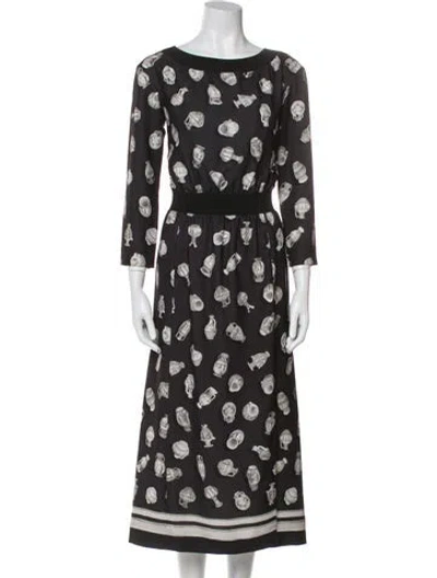 Pre-owned Altuzarra Floral Print Long Dress In Black
