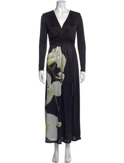 Pre-owned Altuzarra Floral Print Long Dress In Black
