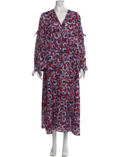 Pre-owned Altuzarra Floral Print Long Dress In Burgundy