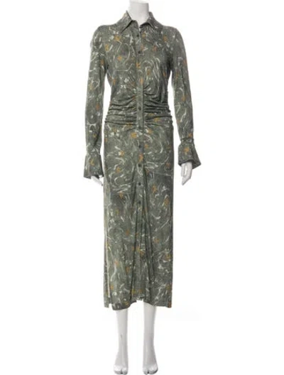 Pre-owned Altuzarra Floral Print Long Dress In Green