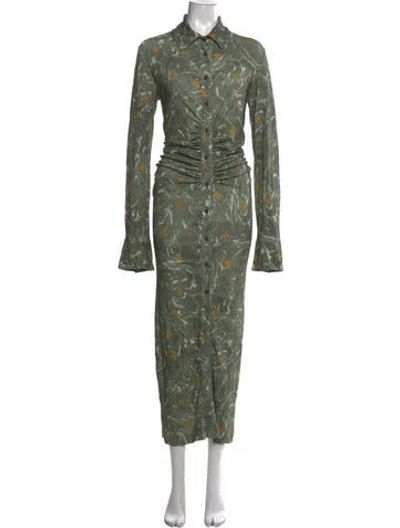 Pre-owned Altuzarra Floral Print Long Dress In Green
