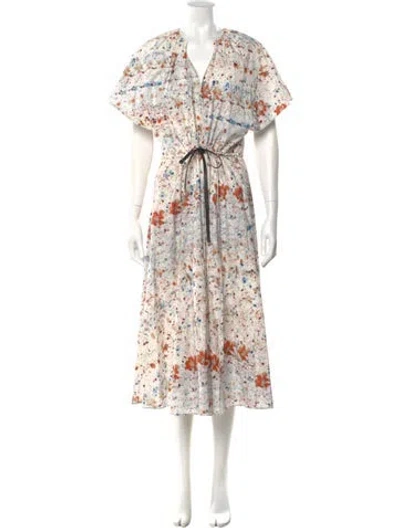 Pre-owned Altuzarra Floral Print Long Dress In Neutral