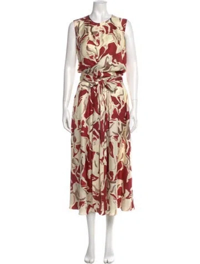 Pre-owned Altuzarra Floral Print Long Dress In Red