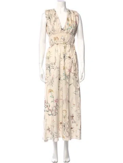 Pre-owned Altuzarra Floral Print Long Dress W/ Tags In Neutral
