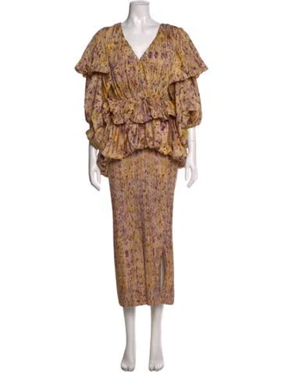 Pre-owned Altuzarra Floral Print Long Dress In Yellow