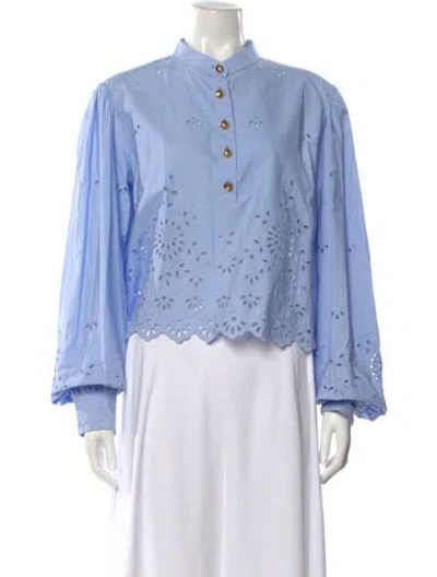Pre-owned Altuzarra Floral Print Long Sleeve Blouse In Blue