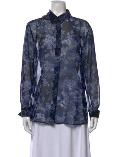 Pre-owned Altuzarra Floral Print Long Sleeve Blouse In Blue