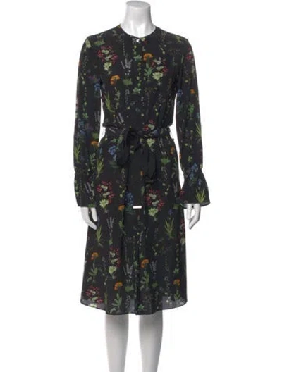 Pre-owned Altuzarra Floral Print Midi Length Dress In Black