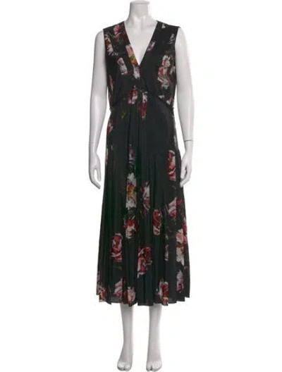 Pre-owned Altuzarra Floral Print Midi Length Dress In Black