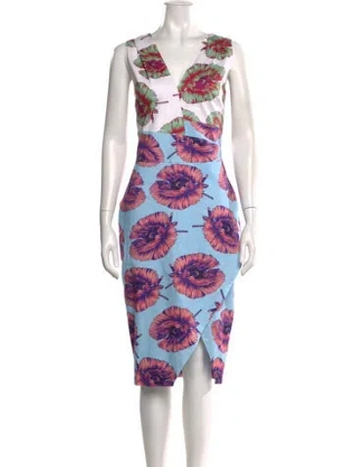 Pre-owned Altuzarra Floral Print Midi Length Dress In Blue